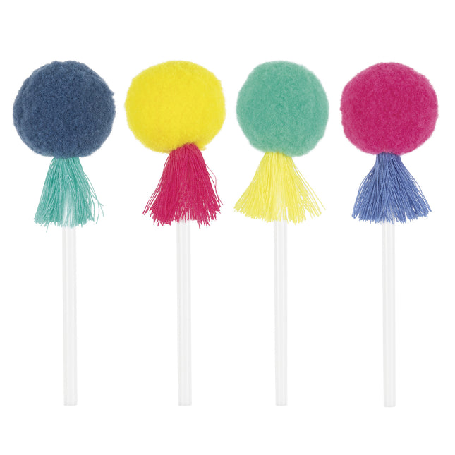 Garnitures colorées pour cupcakes Pom Pom & Tassels 8pcs