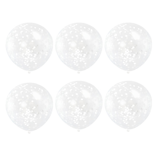 Ballons Confetti Blanc 30.5cm 6pcs