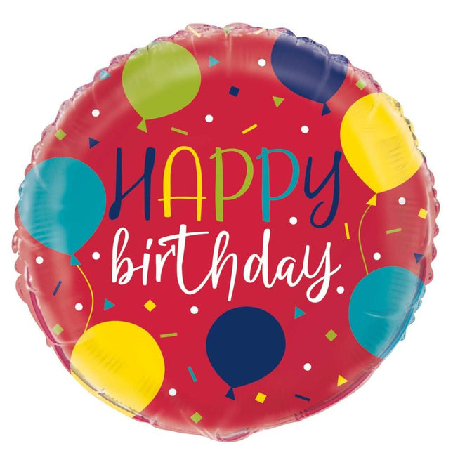 Ballon à l'hélium Happy Birthday Ballons Rouge 45cm vide