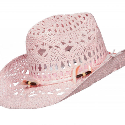 Chapeau rose en paille pour dames