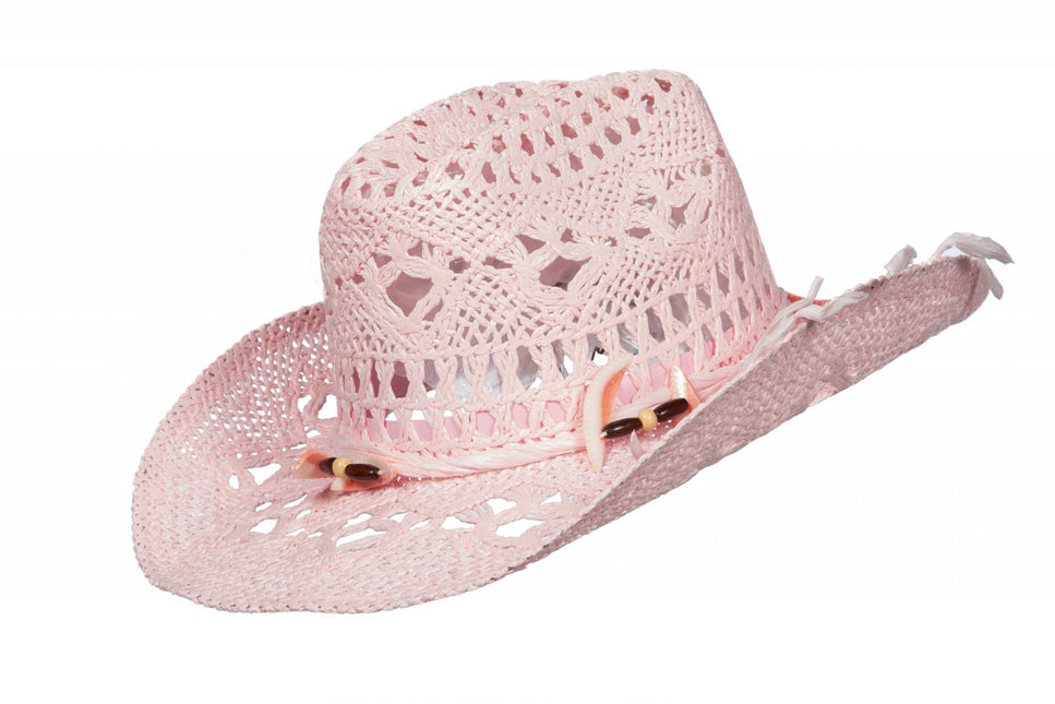 Chapeau rose en paille pour dames