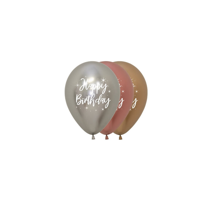 Ballons Happy Birthday Radiant Reflex Mix 25pcs