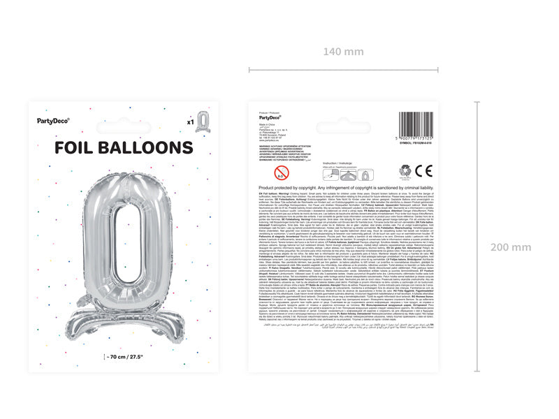 Ballon de baudruche Figure 0 Silver Standard Vide 70cm