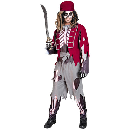 Costume d'Halloween Squelette pirate pour homme