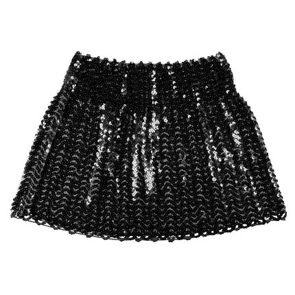 Mini jupe à paillettes Noir M