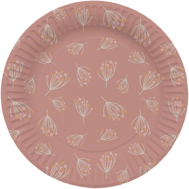 Assiettes Fleurs Rose 23cm 8pcs