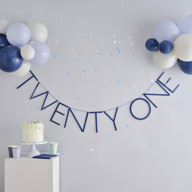 Guirlande bleue 21 ans avec ballons 1.5m