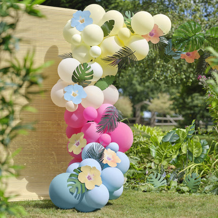 Arche de ballons colorés Feuilles et fleurs