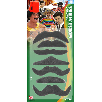 Fausse moustache noire 7 pièces