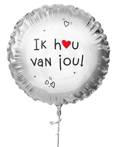 I Love You Helium Balloon Silver Empty 45cm