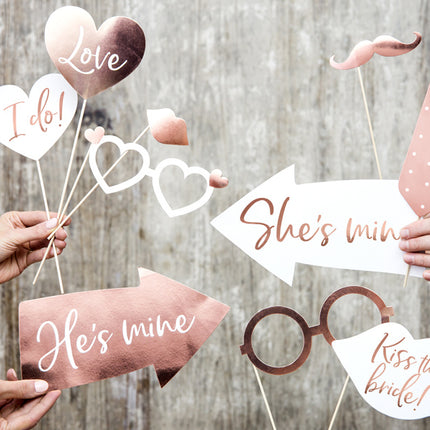 Photobooth Wedding Rose Gold 12pcs