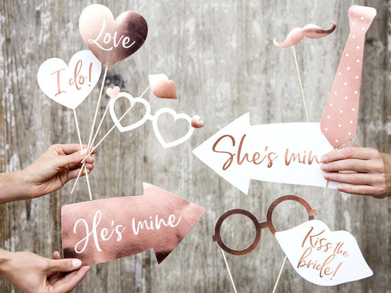 Photobooth Wedding Rose Gold 12pcs