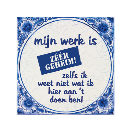 Carreau bleu de Delft Very Secret 14.5cm