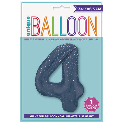 4 Year Figure Balloon Dark Blue Dots 86cm