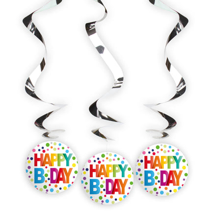 Décoration suspendue d'anniversaire Happy Birthday Dots 3pcs