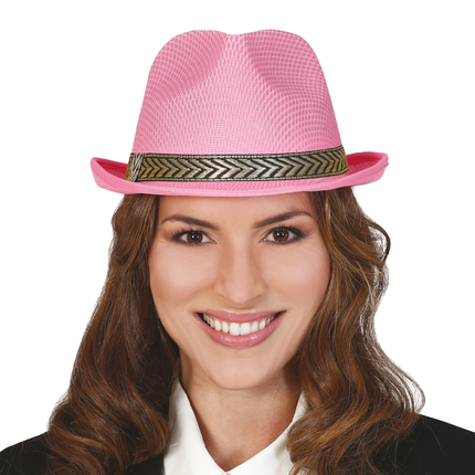 Chapeau de gangster rose