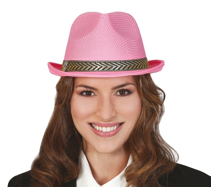 Chapeau de gangster rose