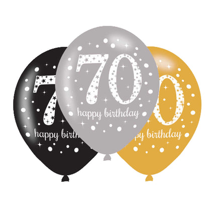 Ballons 70 ans Joyeux anniversaire 27.5cm 6pcs