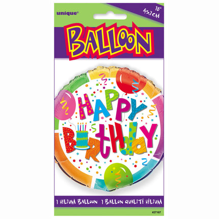 Ballon à l'hélium Happy Birthday Cake Rond 45cm Vide