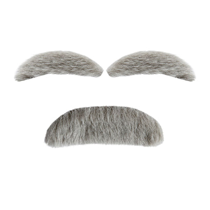 Fausse moustache et faux sourcils gris 2 pièces