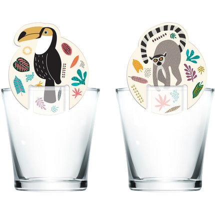 Marqueurs en verre Jungle Animals Zoo Party 6pcs