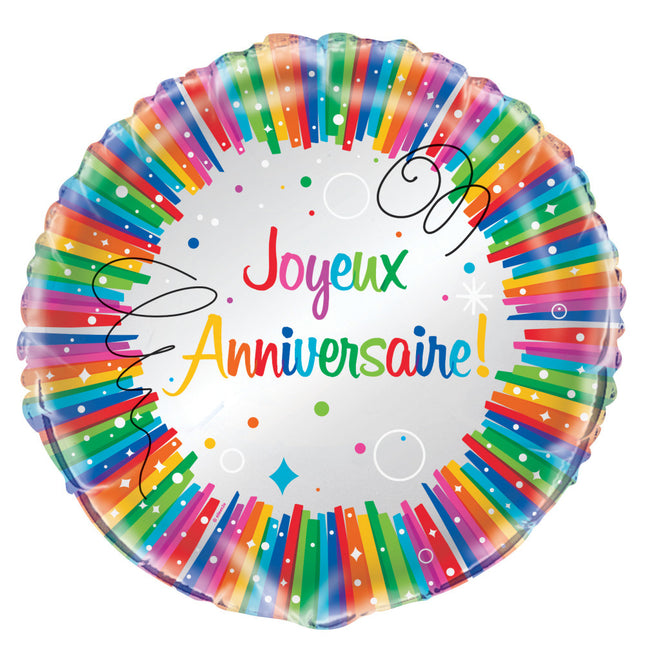 Ballon en hélium Joyeux Anniversaire 45cm vide