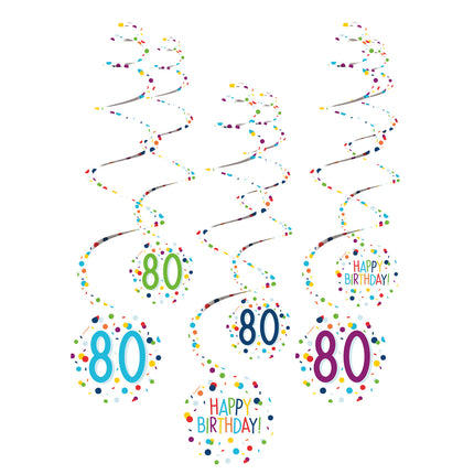 Décoration suspendue 80 Years Happy Birthday Confetti 61cm 6pcs