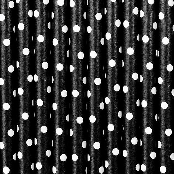 Pailles en papier Points noirs 19.5cm 10pcs