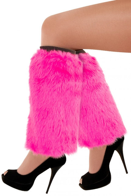 Chauffe-jambes en peluche rose