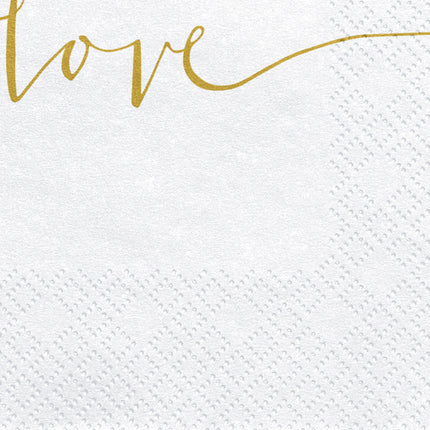 Serviettes de table Love Gold 33cm 20pcs