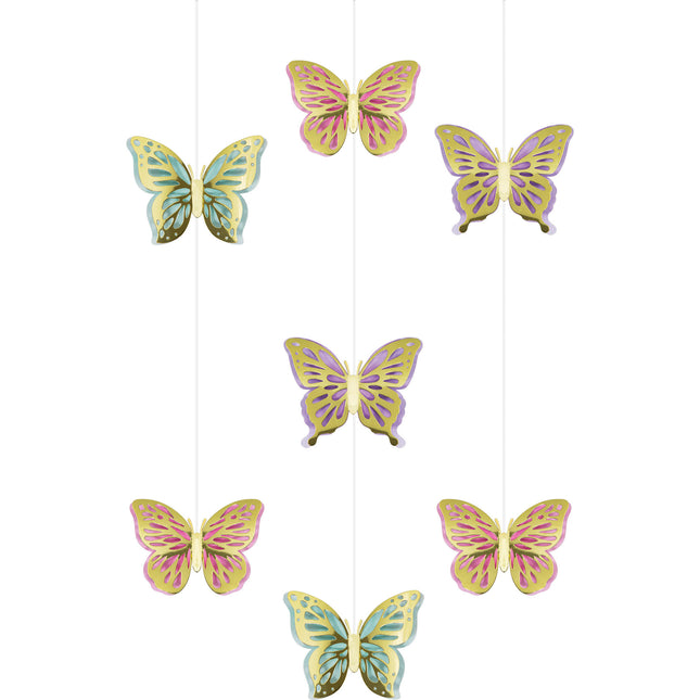 Décoration suspendue papillon 18cm 3pcs