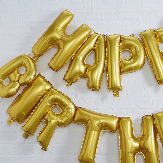 Set de ballons Golden Happy Birthday 35cm