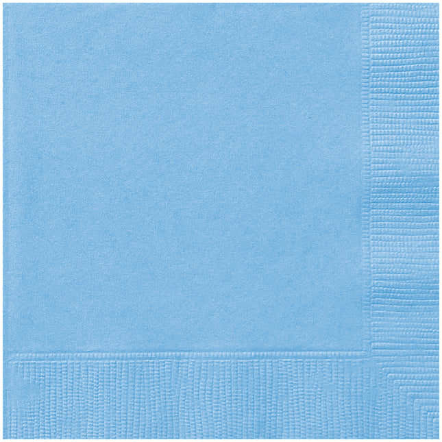 Serviettes de table unies bleu poudre, 20 pièces.