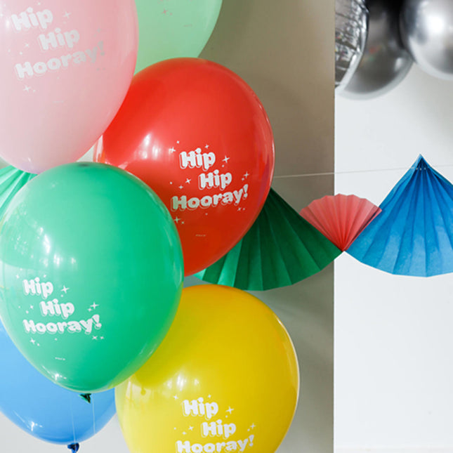 Ballons Hip Hip Hooray Colorés 33cm 6pcs