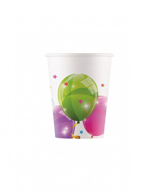 Gobelets Ballons colorés 200ml 8pcs