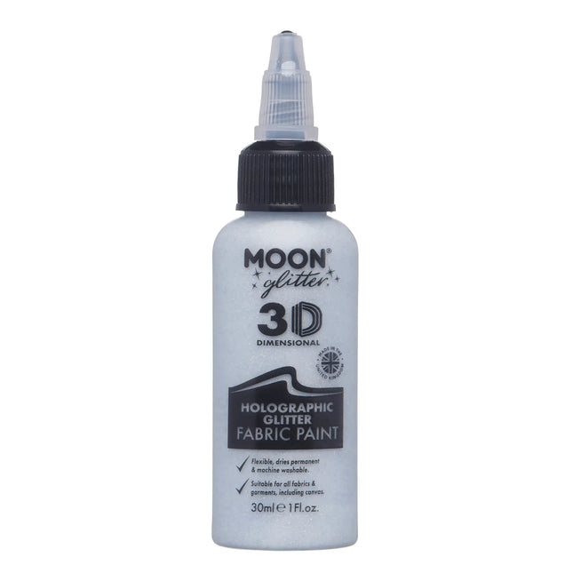 Peinture pour tissu Moon Glitter Holographic Glitter Silver 30ml