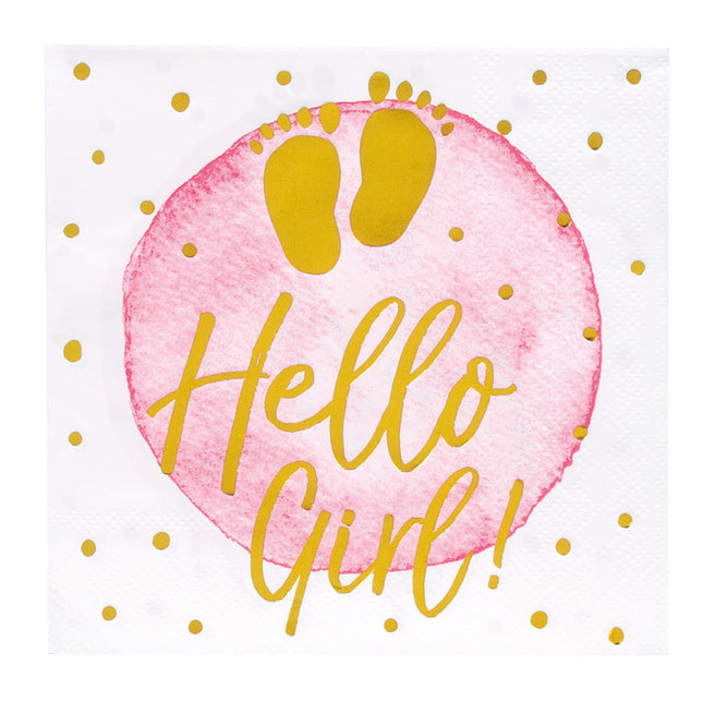 Serviettes Hello Girl Papier 33cm