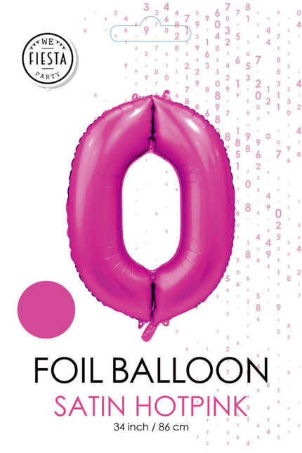 Ballon numéro Fuchsia 0 Année Gloss 86cm