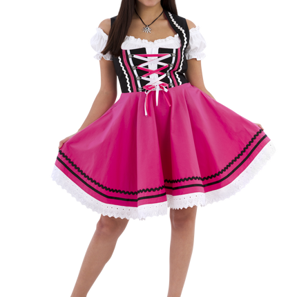 Oktoberfest Dirndl Dress Oktoberfest Black Pink Ladies 2 Pieces