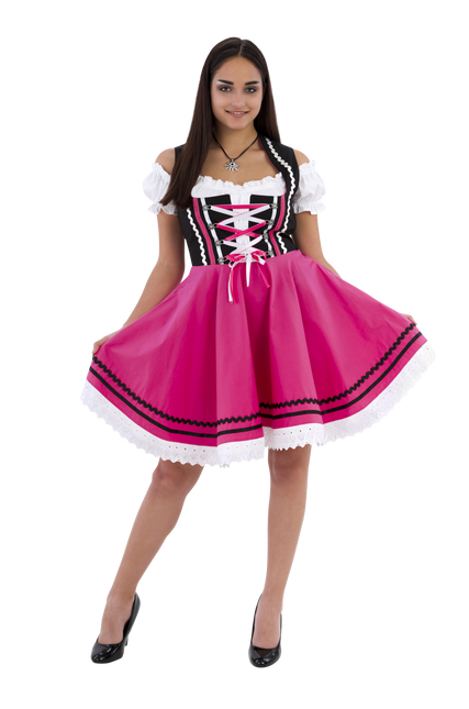 Oktoberfest Dirndl Dress Oktoberfest Black Pink Ladies 2 Pieces