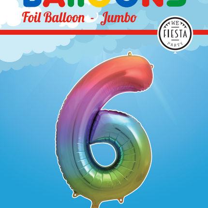 Ballon de baudruche Figure 6 Arc-en-ciel XL 86cm vide