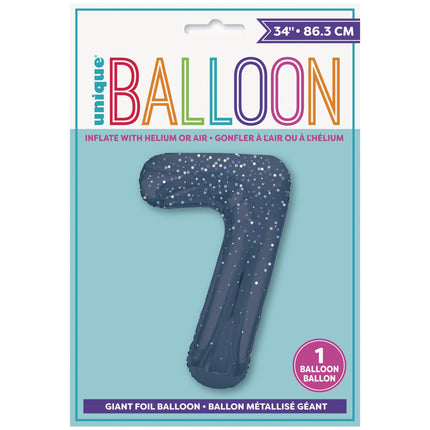 7 Year Figure Balloon Dark Blue Dots 86cm