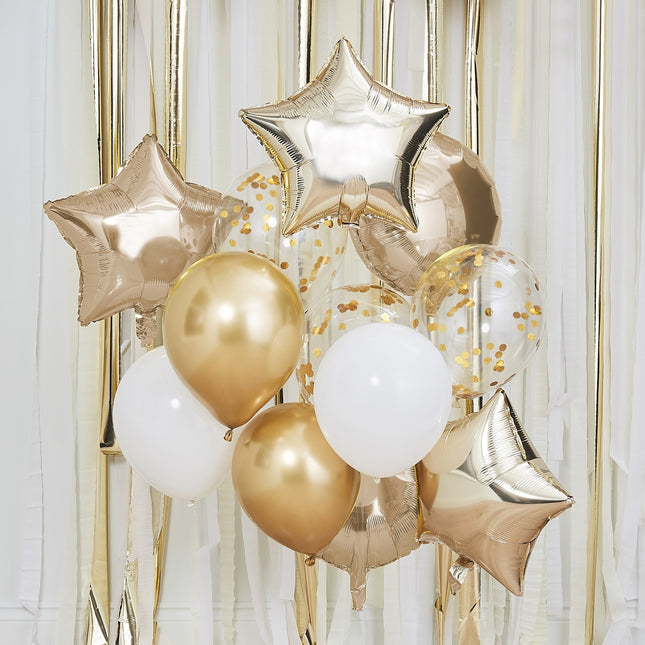 Set de ballons de baudruche dorés 30cm 12pcs