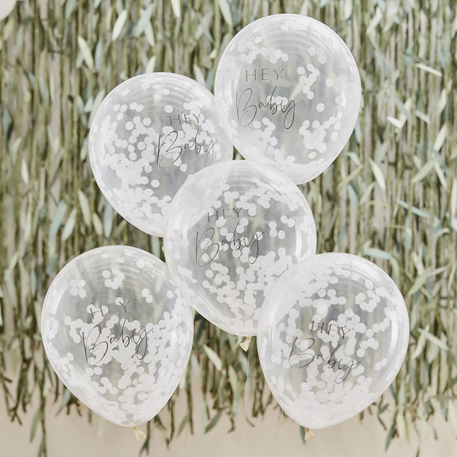 Ballons Confetti Hey Baby 30cm 5pcs