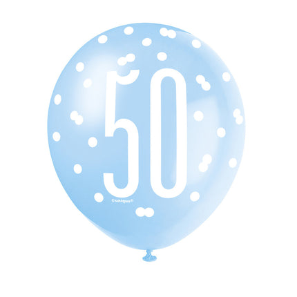 Ballons 50 Years Dots Blue 30cm 6pcs