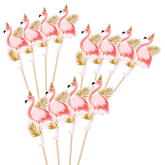 Bâtons de cocktail flamant rose 13cm 12pcs