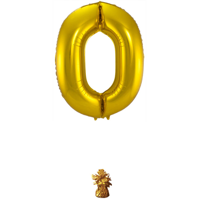 Ballon de baudruche Figure 0 Gold Metallic XL 86cm vide