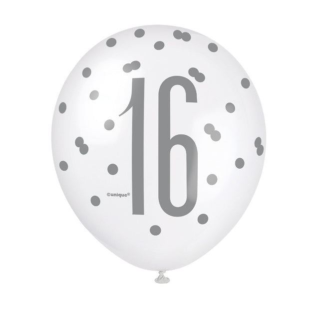 Ballons de baudruche 16 ans Dots 30cm 6pcs