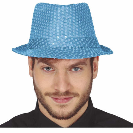 Chapeau bleu clair pailleté