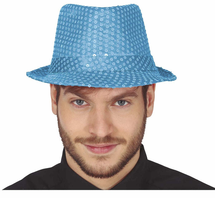 Chapeau bleu clair pailleté